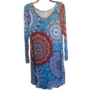 3/$15 Dearcase Tribal Mandala Long Sleeve Dress Size Medium